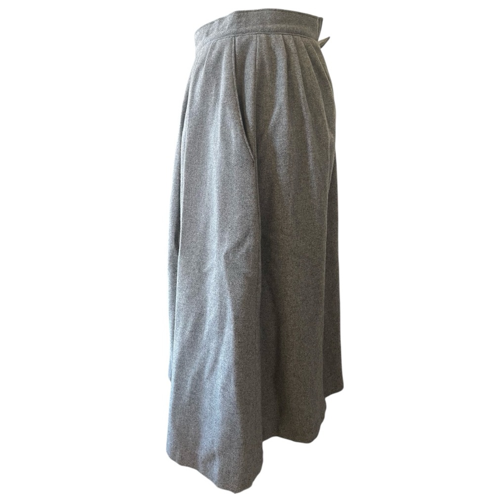 ❤️ VINTAGE Gray Wool Midi Skirt with Pockets - Picture 3 of 9